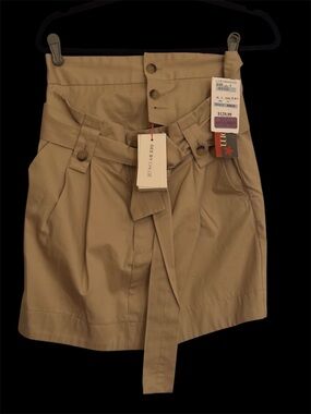 See By Chloe Tan High-Waist Paperbag Skirt